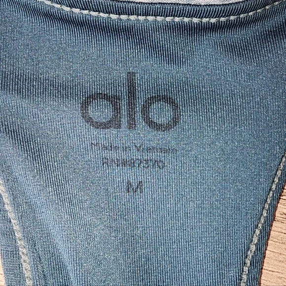Alo Yoga Longline Racerback Sports Bra Heathered Teal Medium - Picture 3 of 5
